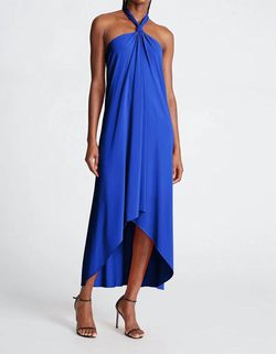 Style 1-1052466569-649 HALSTON HERITAGE Blue Size 2 Free Shipping Jersey Polyester Cocktail Dress on Queenly