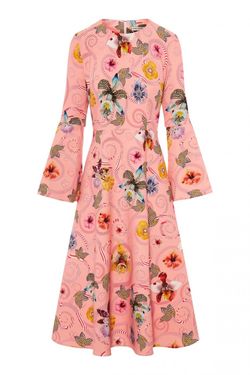 Style 1-1053193125-2168 Mary Katrantzou Pink Size 8 Bell Sleeves Cocktail Dress on Queenly
