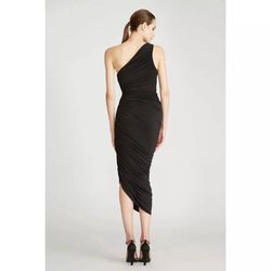 Style 1-1200215505-2168 HALSTON HERITAGE Black Size 8 One Shoulder Cocktail Dress on Queenly