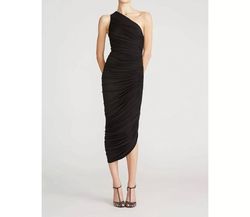 Style 1-1200215505-2168 HALSTON HERITAGE Black Size 8 Polyester One Shoulder Cocktail Dress on Queenly