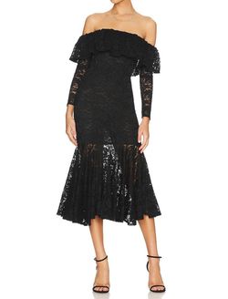 Style 1-1822727241-2901 CAROLINE CONSTAS Black Size 8 Lace Cocktail Dress on Queenly