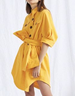 Style 1-2390974992-1498 ACLER Yellow Size 4 Sleeves Pockets Tall Height Cocktail Dress on Queenly