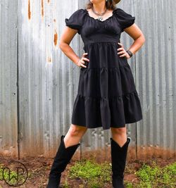 Style 1-2499189455-3775 DEAR JOHN DENIM Black Size 16 Sleeves Pockets Tall Height Cocktail Dress on Queenly