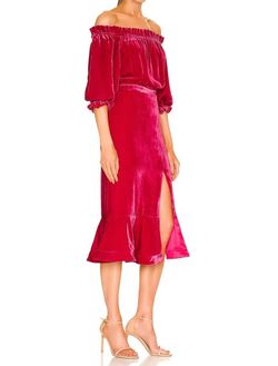 Style 1-2699223321-1498 SALONI Red Size 4 Keyhole Velvet Pageant Cocktail Dress on Queenly