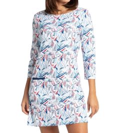 Style 1-3373156699-2901 Cabana Life Blue Size 8 Sleeves Mini Sorority Rush Free Shipping Cocktail Dress on Queenly