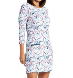 Style 1-3373156699-3775 Cabana Life Blue Size 16 Sleeves Mini Sorority Rush Free Shipping Plus Size Cocktail Dress on Queenly