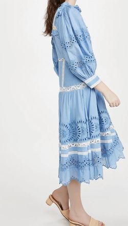 Style 1-3381811329-1901 LoveShackFancy Royal Blue Size 6 Jersey Lace Free Shipping Long Sleeve Cocktail Dress on Queenly
