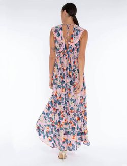 Style 1-353228147-2901 TAJ by SABRINA CRIPPA Pink Size 8 Black Tie Floral Side Slit High Neck Straight Dress on Queenly