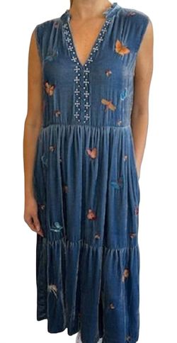 Style 1-3623678033-2791 Johnny Was Blue Size 12 Free Shipping Cocktail Dress on Queenly