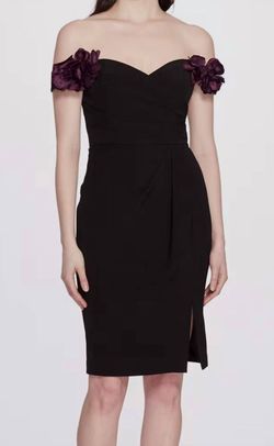 Style 1-3692427835-1498 Marchesa Black Size 4 Straight Tall Height Cocktail Dress on Queenly