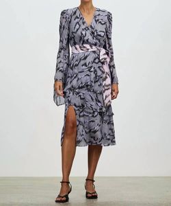 Style 1-3956454569-1498 Diane von Furstenberg Purple Size 4 Print Sleeves Free Shipping Belt Cocktail Dress on Queenly