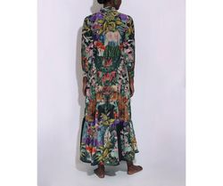 Style 1-419969800-2696 CAROLINA K Green Size 12 High Neck Print Straight Dress on Queenly