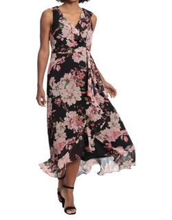 Style 1-4293337482-98 LONDON TIMES Multicolor Size 10 Tulle Floral High Low Cocktail Dress on Queenly