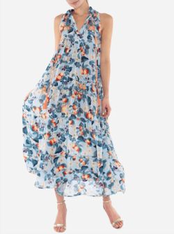 Style 1-494725767-3855 TAJ by SABRINA CRIPPA Blue Size 0 V Neck Floral Sequined Cocktail Dress on Queenly