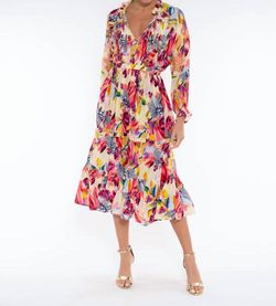 Style 1-506455178-3236 TAJ by SABRINA CRIPPA Multicolor Size 4 Print V Neck Tall Height Cocktail Dress on Queenly