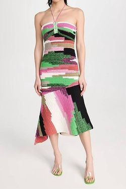 Style 1-571311426-2696 A.L.C. Green Size 12 Side Slit Halter Cocktail Dress on Queenly