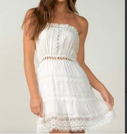 Style 1-641319583-3014 ELAN White Size 8 Sorority Rush Strapless Bridal Shower Casual Cocktail Dress on Queenly
