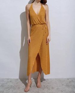 Style 1-678198137-3236 KNITSS Yellow Size 4 Black Tie Tall Height Polyester Side slit Dress on Queenly