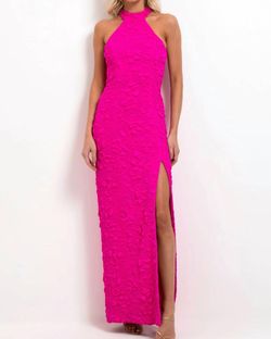 Style 1-782872812-1901 PatBo Pink Size 6 Polyester Tall Height Halter Side slit Dress on Queenly