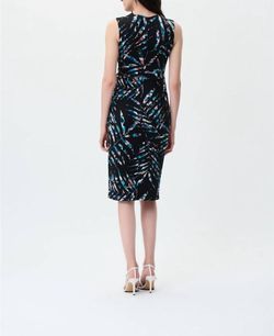 Style 1-884498821-1901 Joseph Ribkoff Black Size 6 V Neck Free Shipping Print Straight Spandex Cocktail Dress on Queenly
