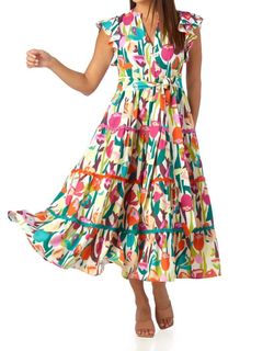 Style 1-970863595-3471 Crosby by Mollie Burch Multicolor Size 4 Belt Free Shipping Floor Length Polyester A-line Dress on Queenly