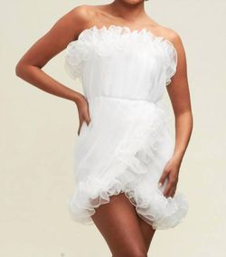 Style 1-1045117356-2901 LUXXEL White Size 8 Strapless Tall Height Bachelorette Cocktail Dress on Queenly