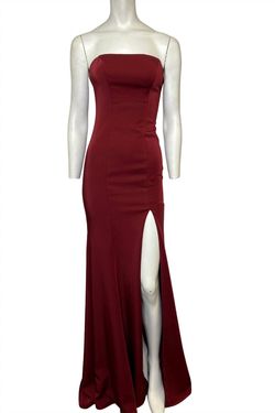 Style 1-2026722348-5 FAVIANA Red Size 0 Floor Length Free Shipping Jersey Pageant Side slit Dress on Queenly