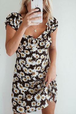 Style 1-2390849682-3855 Seven Wonders Black Size 0 Sleeves Sorority Summer Floral Cocktail Dress on Queenly