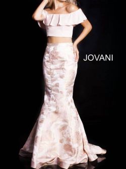 Style 1-2486668612-6 JOVANI Pink Size 0 Floor Length Two Piece Pageant Mermaid Dress on Queenly