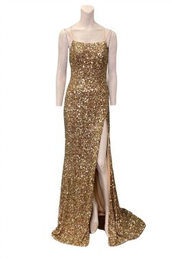 Style 1-2897091519-649 SOPHIA THOMAS Gold Size 2 Corset Polyester Side slit Dress on Queenly