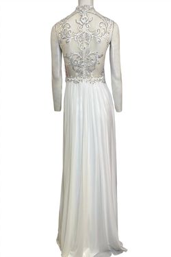Style 1-297183053-649 JOVANI White Size 2 Polyester Military Floor Length Engagement Straight Dress on Queenly
