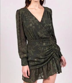 Style 1-3165697565-2696 ALLISON NEW YORK Green Size 12 Long Sleeve Print Summer Cocktail Dress on Queenly