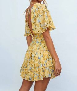 Style 1-919074573-3855 Saints + Secrets Yellow Size 0 Floral Mini Tall Height Cocktail Dress on Queenly