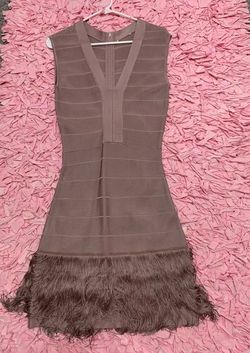 Windsor Brown Size 4 Plunge Gala Mini Prom Cocktail Dress on Queenly
