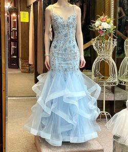 Panoply Blue Size 0 Plunge Pageant Mermaid Dress on Queenly