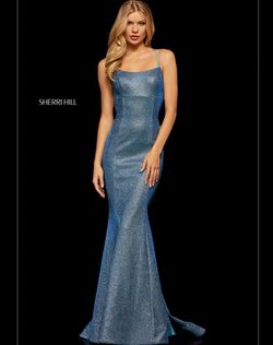 Sherri Hill Blue Size 4 Military Pageant Mermaid Dress on Queenly