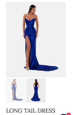Albina Dyla Blue Size 12 Black Tie Plus Size Side slit Dress on Queenly