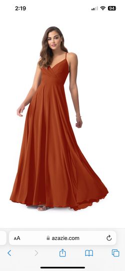 Azazie Orange Size 2 Free Shipping Plunge Jersey A-line Dress on Queenly