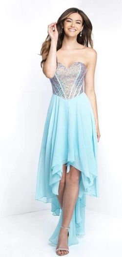 Style C1076 Blush Prom Blue Size 8 High Low Turquoise A-line Dress on Queenly