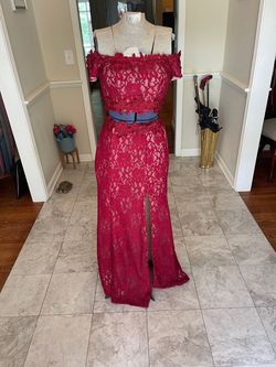 Sequin Hearts Red Size 2 Prom Side slit Dress on Queenly