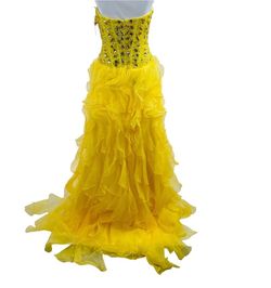 Giosue Yellow Size 8 Floor Length Fun Fashion Train Dress on Queenly