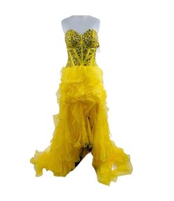 Giosue Yellow Size 8 Corset Sweetheart Train Dress on Queenly
