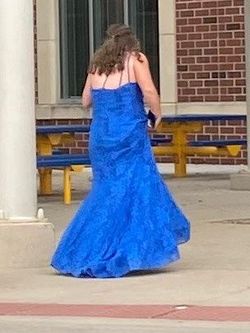 Style 3137 Atlas Blue Size 16 Square Neck Prom Mermaid Dress on Queenly