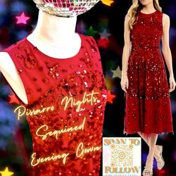Pisarro Nights Red Size 6 Sequined Party Prom Cocktail Dress on Queenly