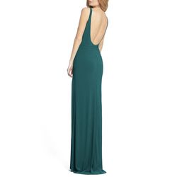 Style 26434 Mac Duggal Green Size 10 Floor Length Jersey Black Tie Side slit Dress on Queenly