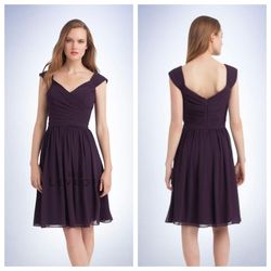 Style 1101 Bill Levkoff Purple Size 10 Sweetheart Cap Sleeve Mini Fitted Cocktail Dress on Queenly