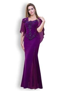 Elyvo Purple Size 16 Military Embroidery Floor Length Mermaid Dress on Queenly