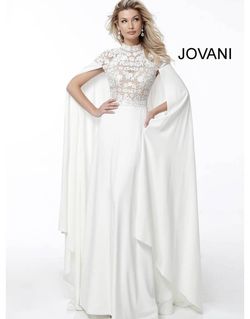Style 46774 Jovani White Size 4 Lace Pageant Wedding Straight Dress on Queenly