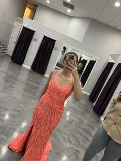 Primavera Orange Size 0 Coral Corset Side slit Dress on Queenly