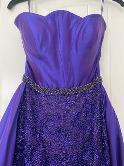 Sherri Hill Purple Size 0 Floor Length Silk Train Ball gown on Queenly